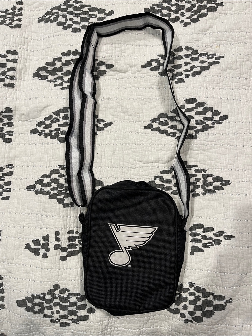 St. Louis Blues Black Crossbody Bag with Striped Strap